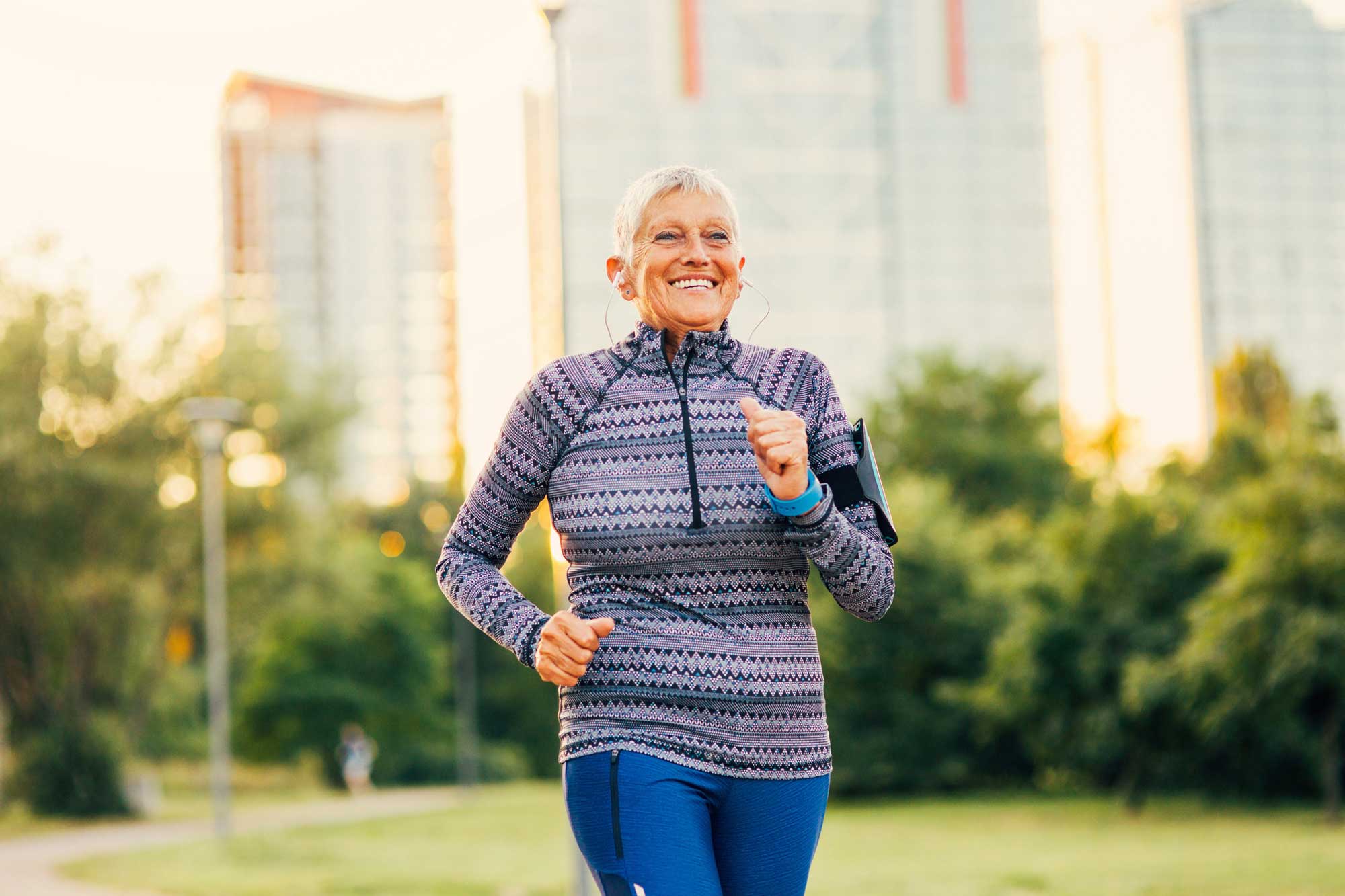 an active senior woman out for a jog